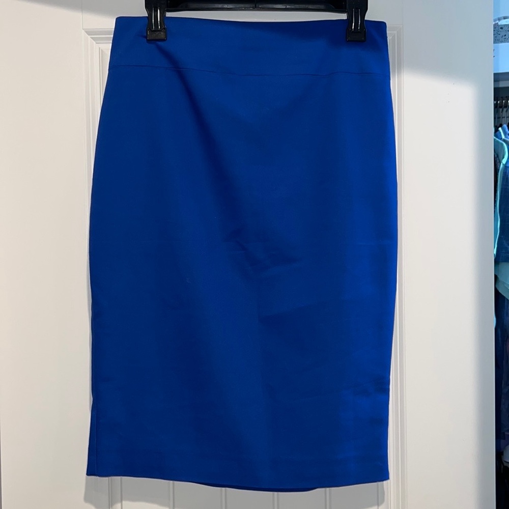 Express blue pencil skirt with zipper on the side. Size 8